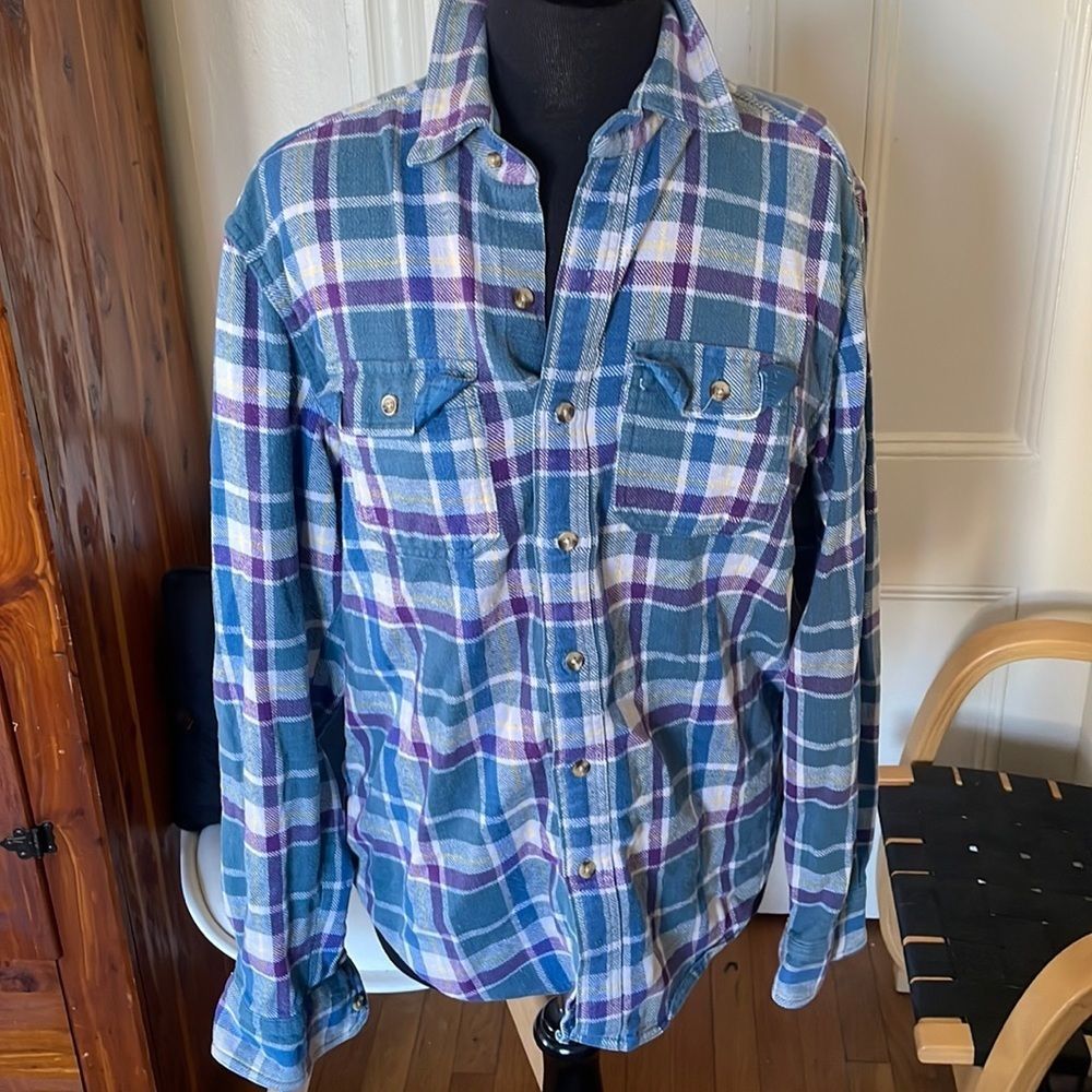Men's Casual Blue Plaid Button-Down Shirt